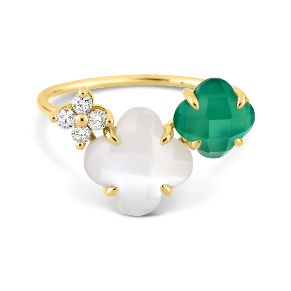 copy of Bague Morganne Bello  Victoria Lys Grande Agate Verte & Diamants Or Jaune