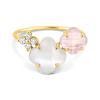 Bague Morganne Bello Bouquet Nacre Blanche et Quartz Rose Diamants Or Jaune