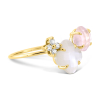 Bague Morganne Bello Bouquet Nacre Blanche et Quartz Rose Diamants Or Jaune