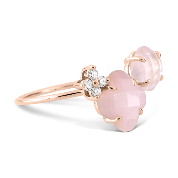 Bague Morganne Bello Bouquet Opale et Quartz Rose Diamants Or Rose