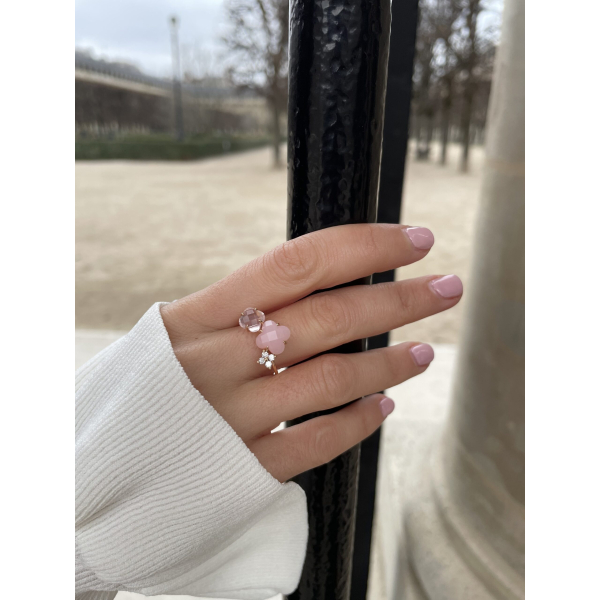 Bague Morganne Bello Bouquet Opale et Quartz Rose Diamants Or Rose