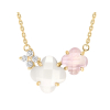 Collier Morganne Bello Bouquet Nacre Blanche et Quartz Rose Diamants Or Jaune