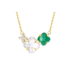 Collier Morganne Bello Bouquet Nacre Blanche et Agate Verte Diamants Or Jaune