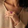 Bague Ginette NY Disc Ring Or Rose Corindon Rose