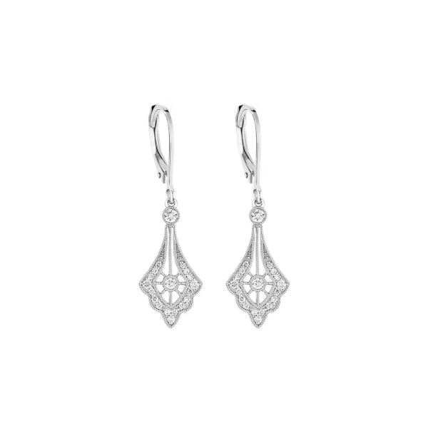 Boucle D'oreilles Stone Paris Belle Epoque Or Blanc et Diamants