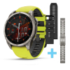 Montre Garmin Fenix 8 47mm AMOLED Sapphire Titane Bracelet Titane + Silicone Noir & Jaune