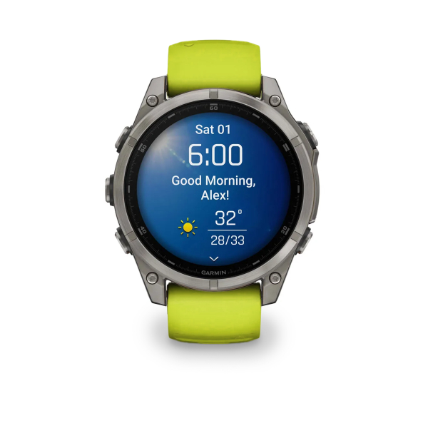 Montre Garmin Fenix 8 47mm AMOLED Sapphire Titane Bracelet Titane + Silicone Noir & Jaune