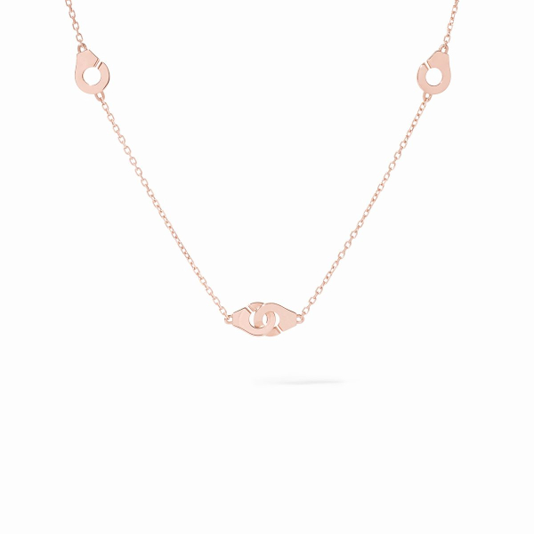 Collier Menottes Dinh Van R5 or rose sur chaîne