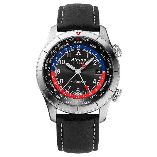 Montre Alpina Startimer Pilot Quartz WorldTimer Cadran Noir