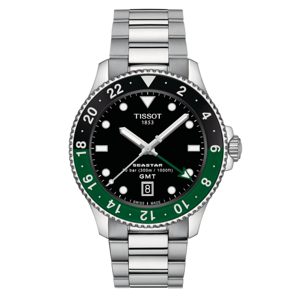 Montre Tissot Seastar 1000 Quartz GMT Lunette Noire & Verte