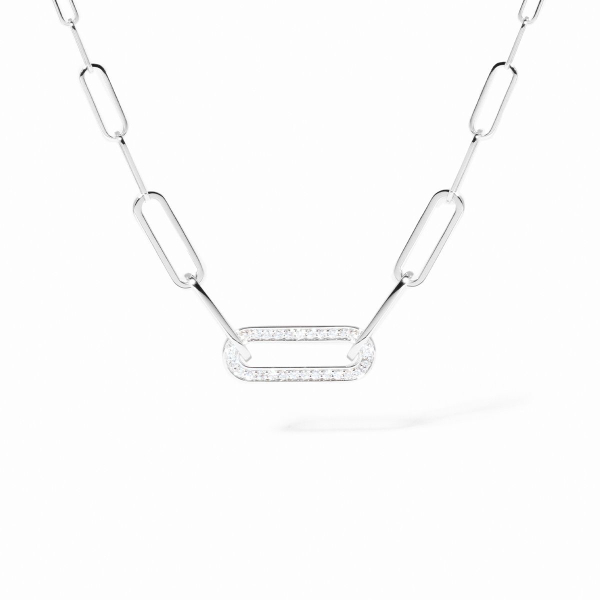 Collier Dinh Van Maillon Petit Modèle or blanc et diamants