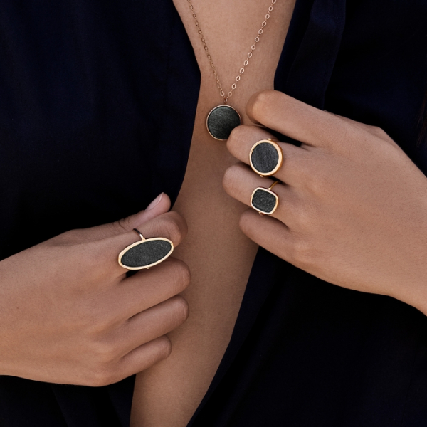 Bague fashion obsidienne