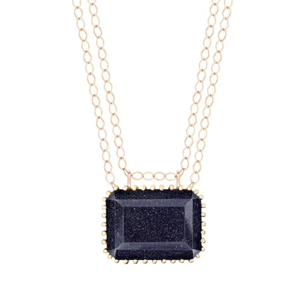 Collier Ginette NY Jumbo Midnight Blue Sandstone On Chain