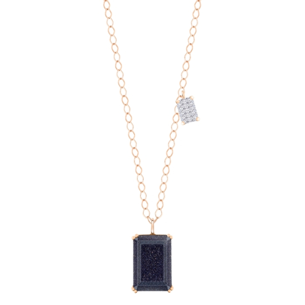 Collier Ginette NY Jumbo Midnight Diamond & Blue Sandstone On Chain