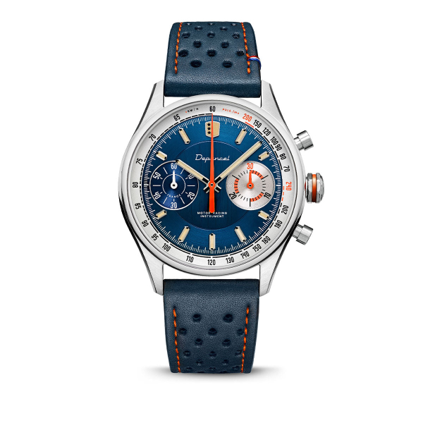 Montre Depancel Allure chronographe cadran bleu bracelet cuir