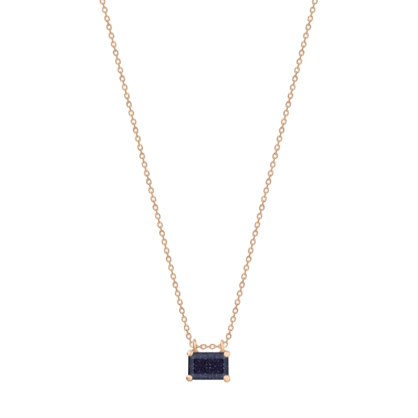 Collier Ginette NY Midnight Diamond & Blue Sandstone On Chain