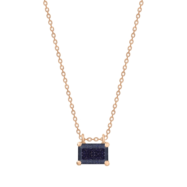 Collier Ginette NY Midnight Diamond & Blue Sandstone On Chain