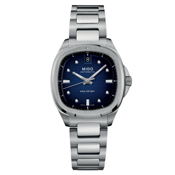 Montre Mido Multifort TV Big Date Bracelet Acier Cadran Bleu