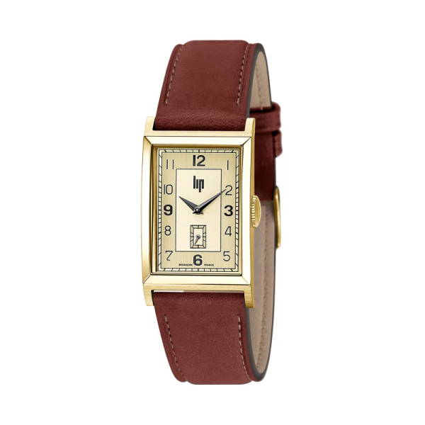 Montre Lip Churchill T24 Doree Bracelet Cuir Marron