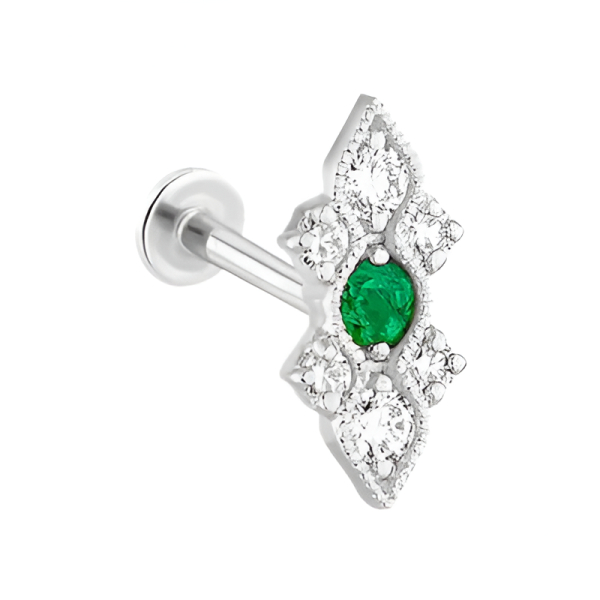 Piercing Stone Paris Hope Or Blanc Diamants et Emeraude