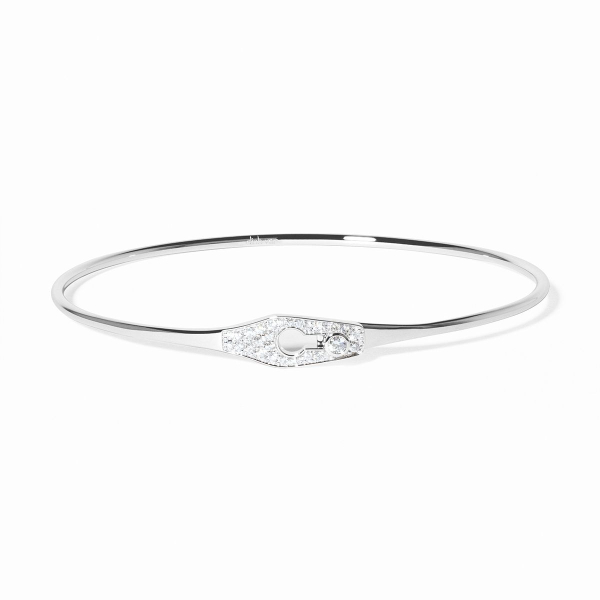 Bracelet Dinh Van Serrure Jonc Or Blanc pavage diamants