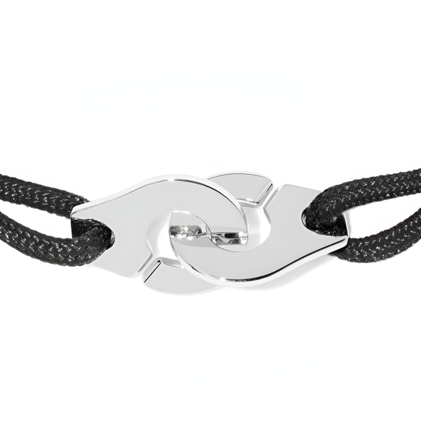 Bracelet Dinh Van Menottes R12 Argent sur Cordon Le Luxe Intemporel