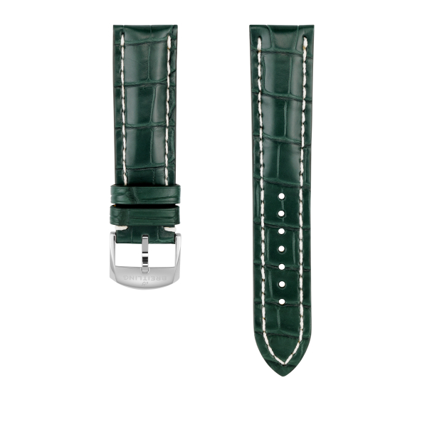 BRACELET BREITLING EN CUIR D’ALLIGATOR VERT - 22 MM