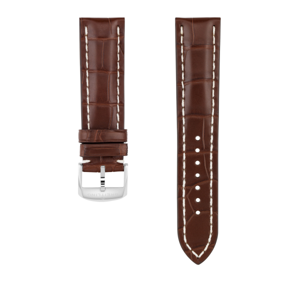 BRACELET BREITLING EN CUIR D’ALLIGATOR MARRON - 22 MM