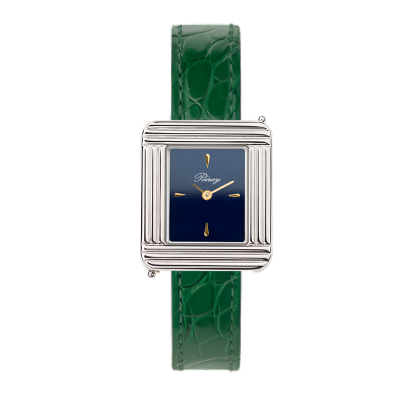 Montre Poiray Ma Première Mini Acier Cadran Bleu Bracelet Alligator Vert