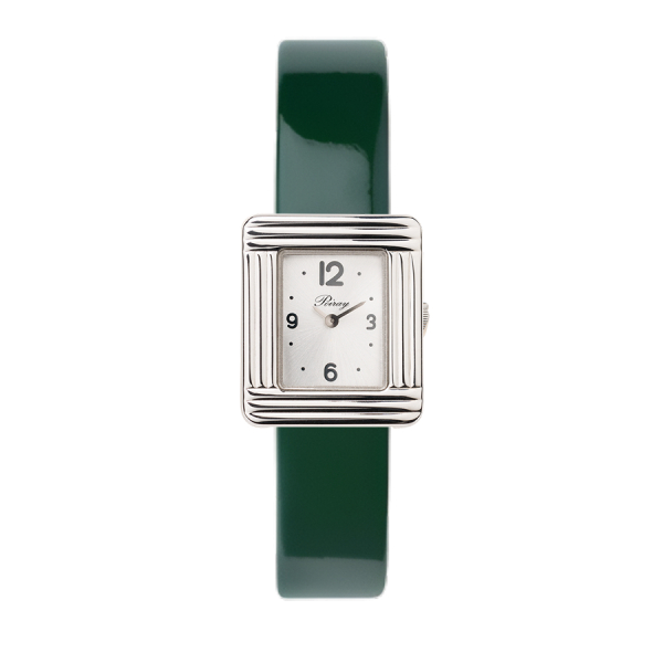 Montre Poiray Ma Première Mini Acier Cadran Soleillé Bracelet Veau Vernis Vert