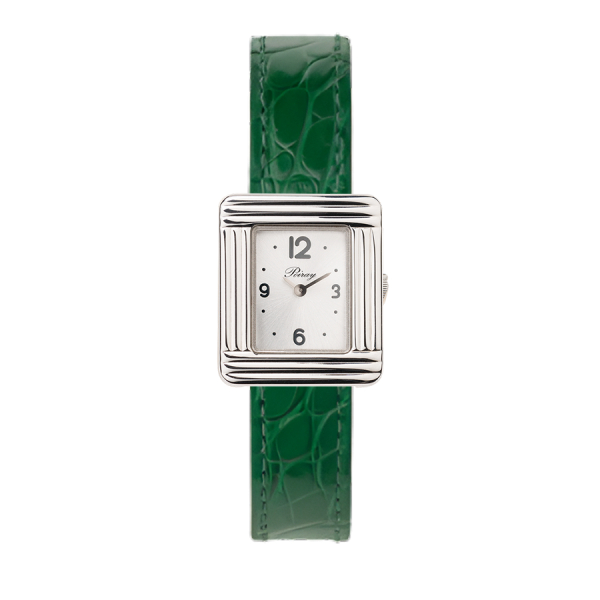 Montre Poiray Ma Première Mini Acier Cadran Soleillé Bracelet Alligator Vert