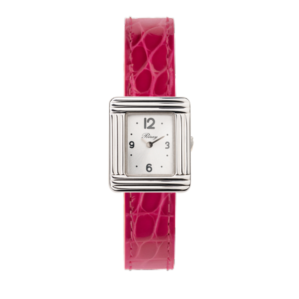 Montre Poiray Ma Première Mini Acier Cadran Soleillé Bracelet Alligator Rose