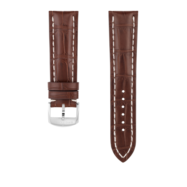 BRACELET BREITLING EN CUIR D’ALLIGATOR MARRON - 23 MM