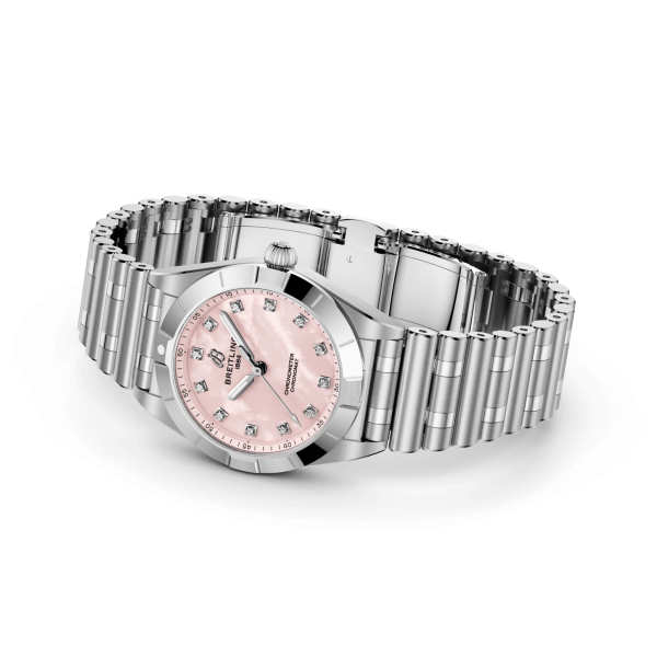 Montre Femme Breitling 28 Cadran Nacre Rose Serti Diamant