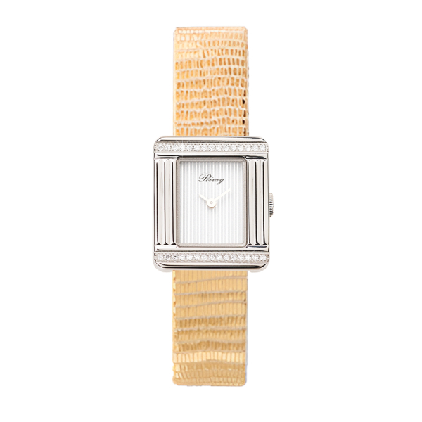 Montre Poiray Ma Première Mini Acier Serti Diamants Bracelet Chèvre Doré