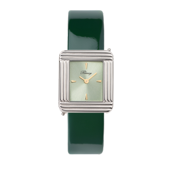 Montre Poiray Ma Première Acier Cadran Vert Bracelet Veau Vernis Vert