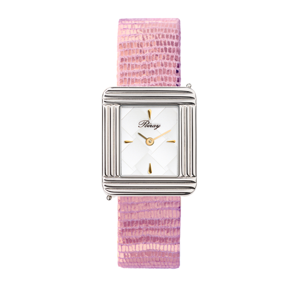 Montre Poiray Ma Première Cadran Blanc Texturé Bracelet Chèvre Rose