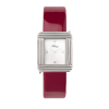 Montre Poiray Ma Première Cadran Blanc Serti Bracelet Veau Vernis Cerise