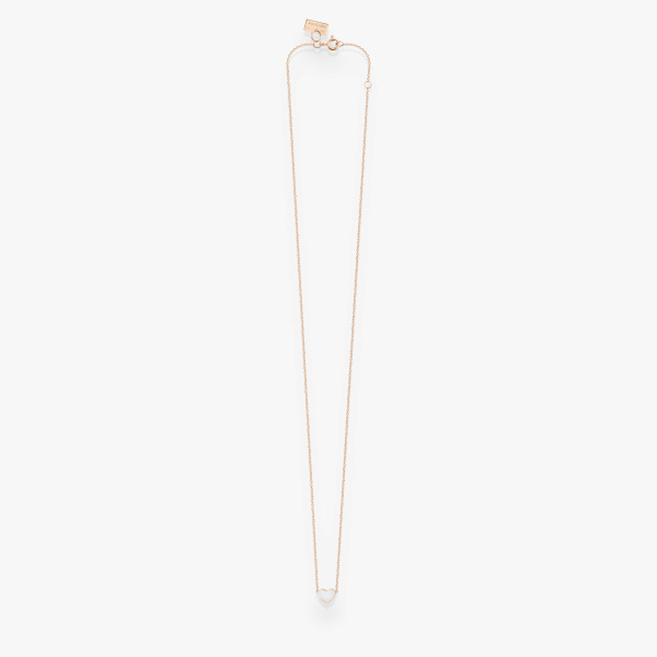 Collier Vanrycke Emoji Cœur Or Rose 18k Et Émail Blanc