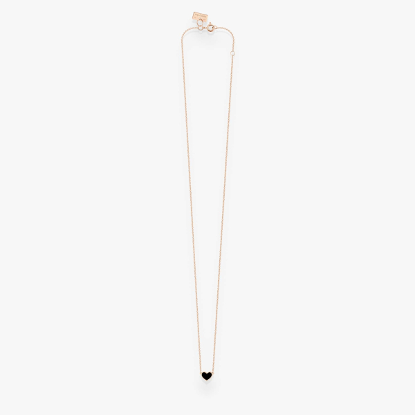 Collier Vanrycke Emoji Cœur Or Rose 18k Et Émail Noir