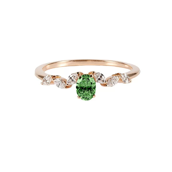 Bague La Marquisette Diane Tourmaline Verte En Or Jaune 18 Carats