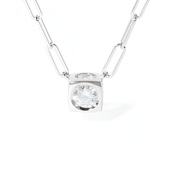 Collier Dinh Van Le Cube Diamant grand modèle Or Blanc & diamant