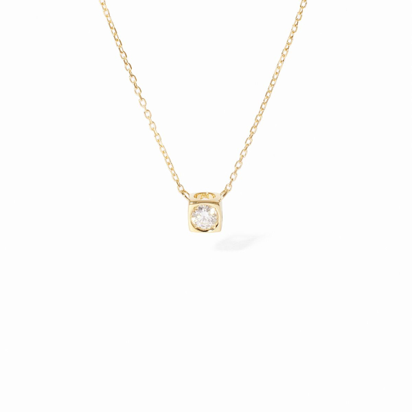 Collier Dinh Van Le Cube Diamant moyen modèle, or jaune et diamant 0.15 carat