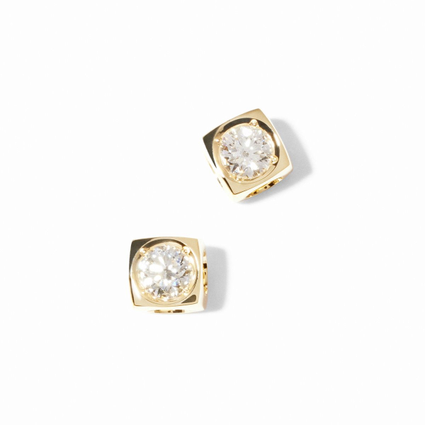 Puces D'oreilles Dinh Van Le Cube Diamant Grand Modèle Or Jaune & Diamants