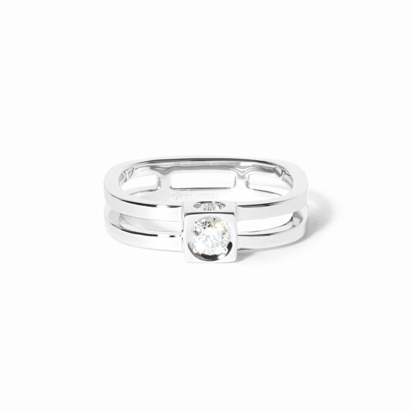 Bague Le Cube Dinh Van Or Blanc & Diamants