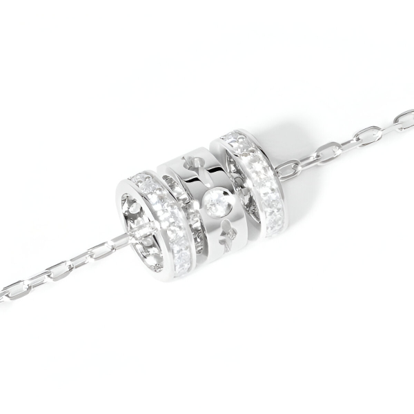 Bracelet Dinh Van Pulse Pavé 3 Rangs Or Blanc & Diamants