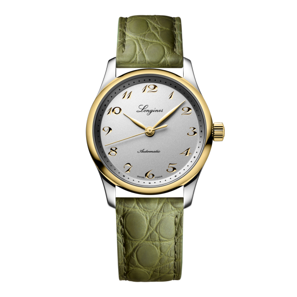 Montre Longines Master Collection 34mm Cadran Argent Bracelet Alligator Vert