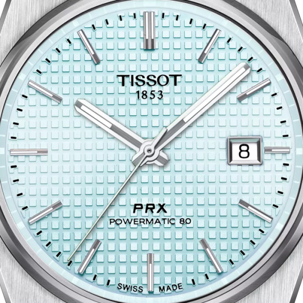 Montre Tissot PRX Powermatic 80 Cadran Bleu Clair Bracelet Acier