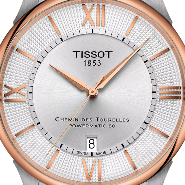 Montre Tissot Chemin des Tourelles Powermatic 80 Cadran Argent PVD Rose