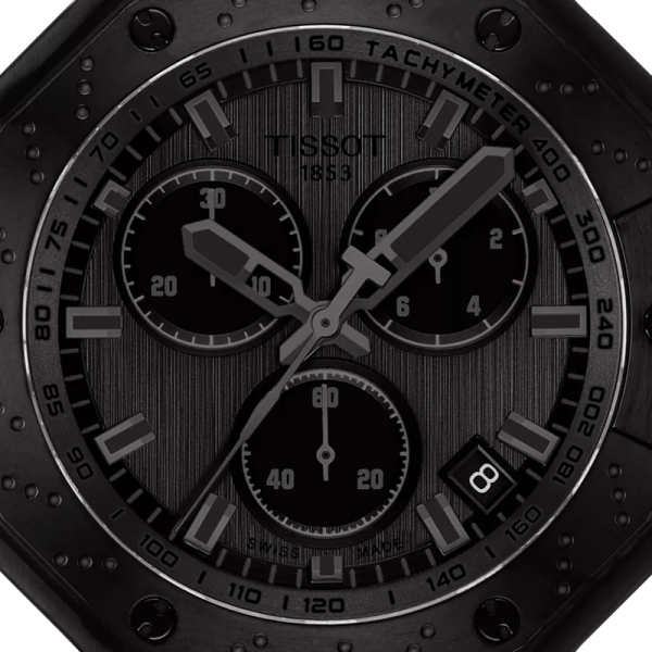 Montre Tissot T-Race Chronograph PVD Noir & Or Rose Bracelet Caoutchouc